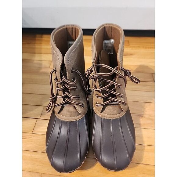 Marley Lilly Duck Boots Women Size 6 Brown Waterproof Rain Boots Leopard NICE - Picture 6 of 9